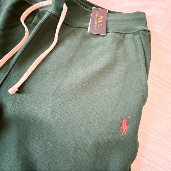 POLO RALPH LAUREN RL Athletic Fleece Sweatpants/Joggers Green Orange Pony - Picture 4 of 14